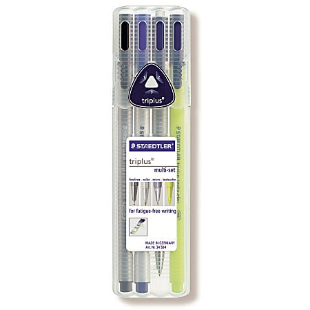 Staedtler® Triplus Automatic Pencil, Fineliner, Highlighter And Rollerball Pen, Assorted Colors, Multiset Of 4