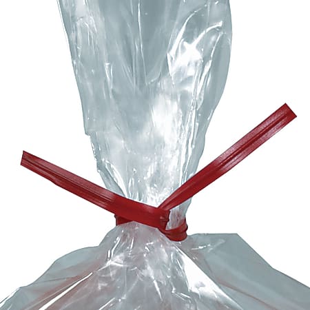 Plastic Ties For Poly Bags, 3/16" x 5", Red, Box Of 2,000