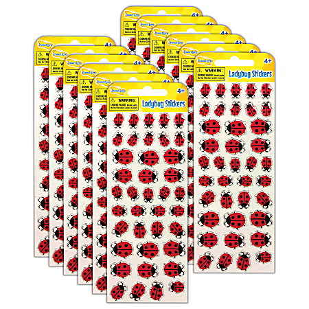 Insect Lore Ladybug Stickers, Medium, 39 Stickers Per Pack, Bundle Of 12 Packs