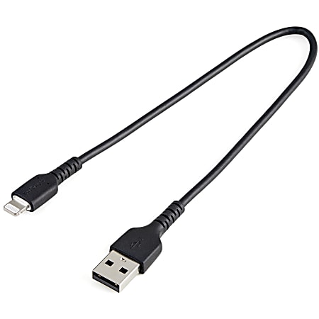 StarTech.com 12inch/30cm Durable Black USB-A to Lightning Cable,