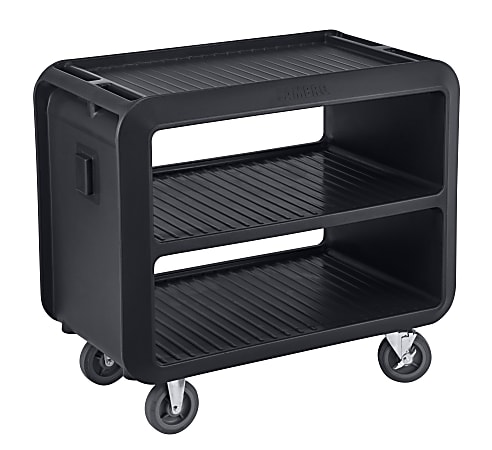 Cambro Service Cart Pro 3-Shelf Plastic Food Service Cart, 37-1/16"H x 23-13/16"W x 41-1/2"D, Black