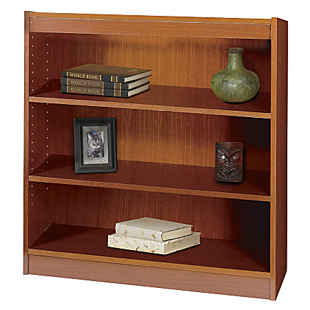 Safco® Square-Edge Veneer Bookcase, 3 Shelves, 36"H x 36"W x 12"D, Cherry
