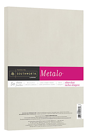 Southworth® Metalo Paper, Letter Paper Size, 32 Lb, Silver Dust, Pack Of 50 Sheets