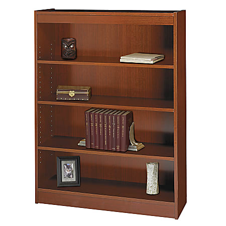 Safco® Square-Edge Veneer Bookcase, 4 Shelves, 48"H x 36"W x 12"D, Cherry