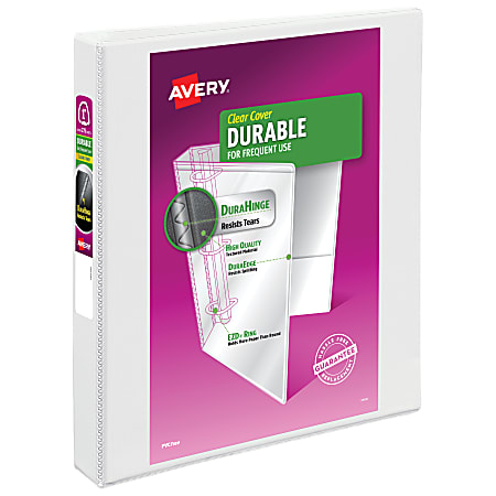 Avery® Durable View 3-Ring Binder, 1" EZD® Rings, 49% Recycled, White