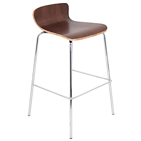 LumiSource Bentwood Stacker Barstool, Brown/Chrome