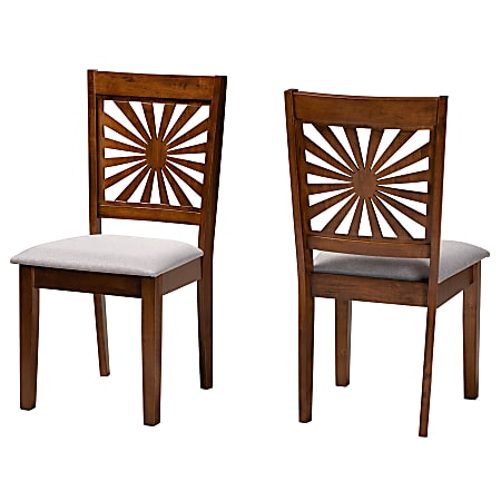 Baxton Studio Olympia Finished Wood Dining Accent Chair, Gray/Walnut Brown, Set Of 2 Chairs