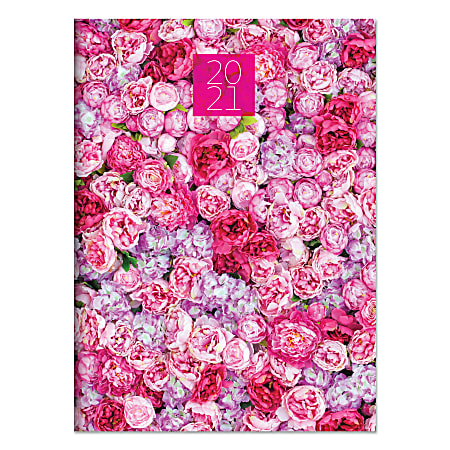 TF Publishing Medium Monthly Planner, 7-1/2" x 10-1/4", Pink Peony Party, January To December 2021