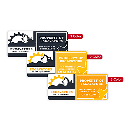 Custom Printed Outdoor Weatherproof 1-, 2- Or 3-Color Labels And Stickers, 1-1/2" x 3-1/2" Rectangle, Box Of 250