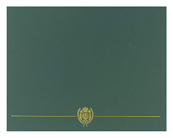 Great Papers! Classic Crest with Gold Foil Certificate Covers, 12" x 9 3/8" (folded), Hunter Green, Die-Cuts for 8.5" x 11" document, Pack Of 5