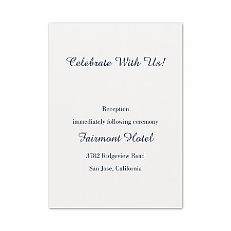 Custom Wedding & Event Reception Cards, Splendid Script, 3-1/2" x 4-7/8", Box Of 25 Cards