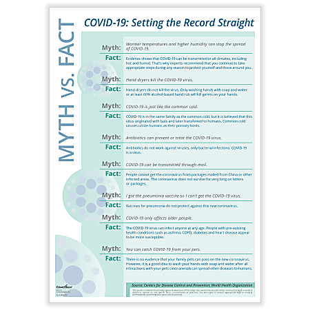 ComplyRight™ Coronavirus (COVID-19) Poster, Myth Vs. Fact: Setting The Record Straight, English, 10" x 14"