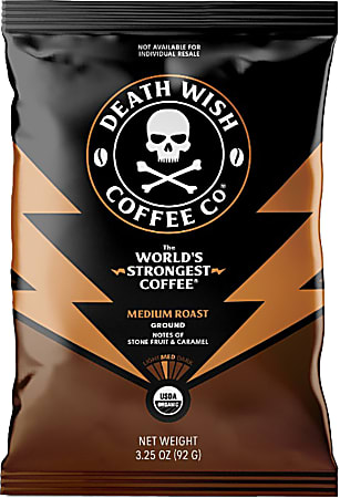 Death Wish Coffee Co Single Serve Frack Packs, Medium Roast, 3.25 Oz, Case Of 25 Frack Packs