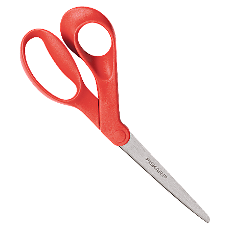 Fiskars Bent Left Hand Scissors 8 Pointed OrangeRed - Office Depot