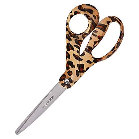 Fiskars® Cheetah Bent Scissors, 8", Pointed, Multicolor