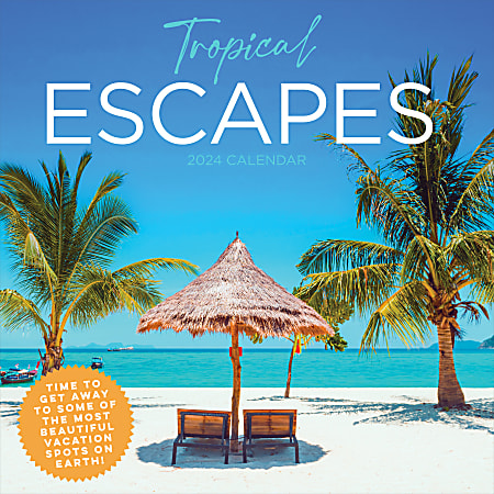 2024 TF Publishing Scenic Wall Calendar, 12" x 12", Tropical Escapes, January To December