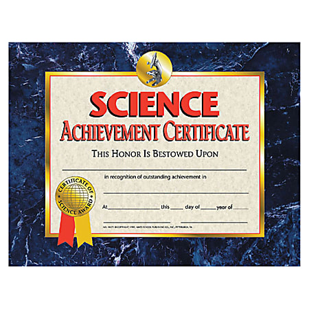 Flipside Science Achievement Certificate - 11" x 8.50" - Laser Compatible - Assorted30 / Pack