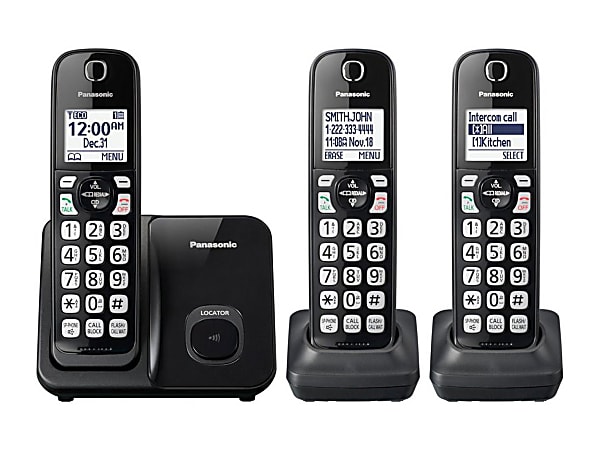 Panasonic® DECT 6.0 Cordless Telephone, 3 Handsets, KX-TGD513B