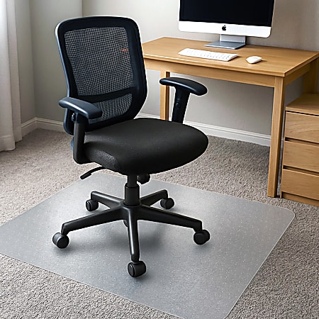 Floortex® Cleartex® TrYlok® Vinyl Rectangular Chair Mat for Low Pile Carpets up to 1/4", 35" x 47"