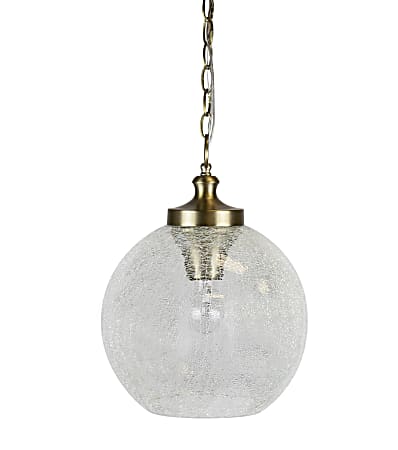 LumiSource Globe Contemporary Pendant Ceiling Lamp, 11-1/2”W, Clear Shade/Gold Base