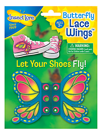 Insect Lore Butterfly Lace Wings Shoelace Decorations, Assorted Colors, Pre-K to 5th Grade, Pack Of 4 Wings