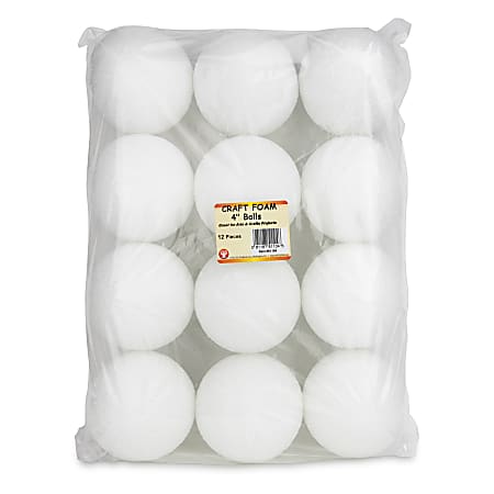 Hygloss® Craft Foam Balls, 4 Inch, White, Pack
