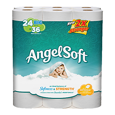 Angel Soft PS® 2-Ply Bathroom Tissue, White, 198 Sheets Per Roll, 24 Rolls Per Pack, 4 Packs Per Carton