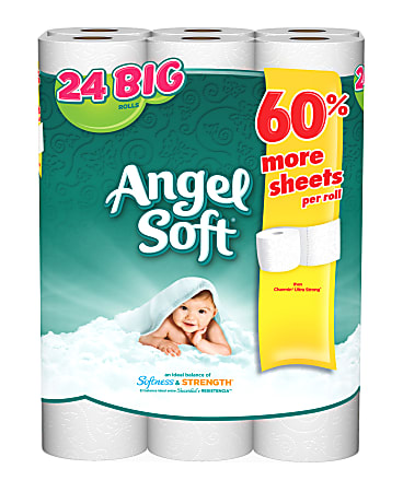 Angel Soft 2-Ply Bathroom Tissue, 198' Roll, Pack of 24 Rolls