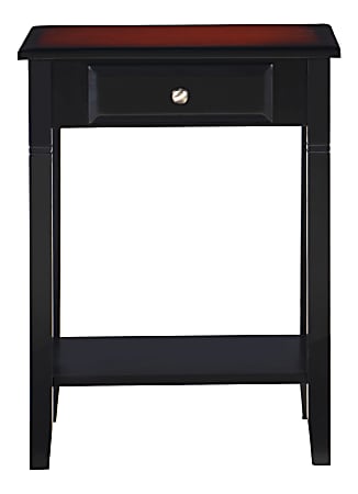 Linon Home Decor Products Monroe 1-Drawer Accent Table With Shelf, 24"H x 18"W x 14"D, Black/Black Cherry