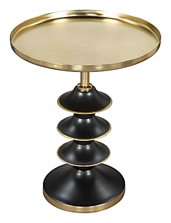 Zuo Modern Donahue Iron Round End Table, 22”H x 16”W x 16”D, Gold/Black