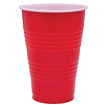 Genuine Joe Plastic Party Cups 16 Oz Red Pack Of 50 Office Depot