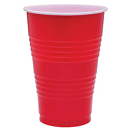 Plastic Party Cold Cups, 16oz, Red, 50/Bag, 20 Bags/Carton