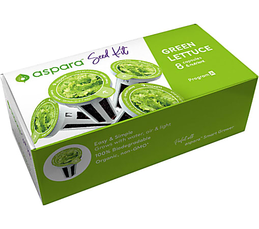 Aspara Green Lettuce Seed Kit, Kit Of 8 Capsules