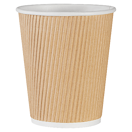 Genuine Joe Ripple Hot Cups, 8 Oz, Brown, Pack Of 25