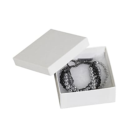 Partners Brand White Jewelry Boxes 3 1/2" x 3 1/2" x 1 1/2", Case of 100