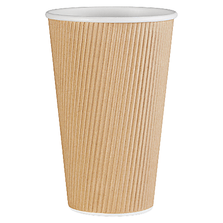 Genuine Joe Ripple Hot Cups, 16 Oz, Brown, Pack Of 500