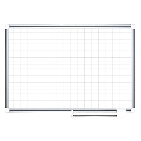 MasterVision® Platinum Plus Magnetic Dry-Erase Planning Board, 2" x 2" Grid, Porcelain, 36" x 48", White, Aluminum Frame
