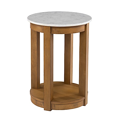 SEI Furniture Chandlen Round End Table, 22"H x 16"W x 16"D, Natural/White