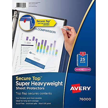 Avery Secure Top Sheet Protectors - For Letter 8 1/2
