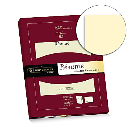 Southworth® Résumé Folders &amp; Envelopes, 9&quot; x 12&quot;,