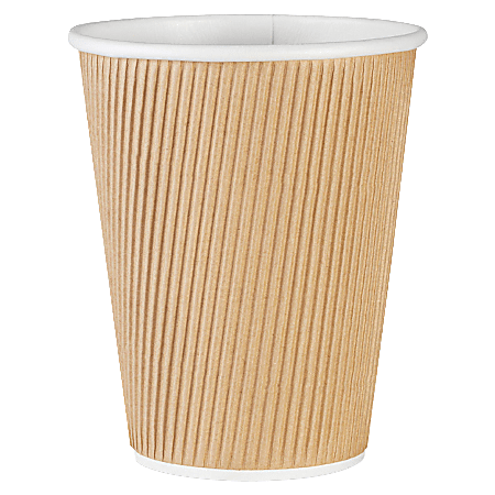 Genuine Joe Ripple Hot Cups, 12 Oz, Brown, Pack Of 500