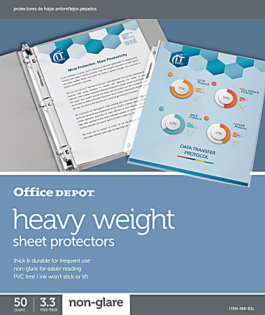 Office Depot® Brand Heavyweight Sheet Protectors, 8-1/2" x 11", Clear, Non-Glare, Box Of 50