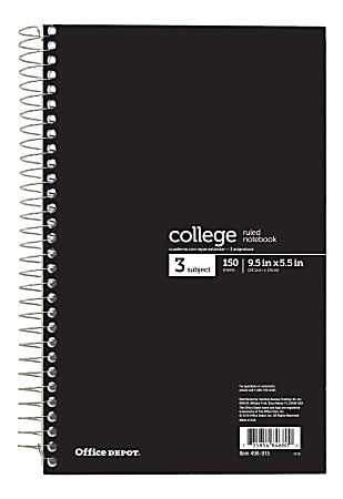 Office Depot Brand College Ruled Notebook Filler Paper 3 Hole Punched 11 x  8 12 100 Sheets - Office Depot