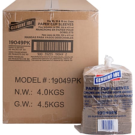 Genuine Joe Protective Corrugated Cup Sleeves - 20 / Carton - Brown Genuine Joe Protective Corrugated Cup Sleeves - 20 / Carton - Brown
