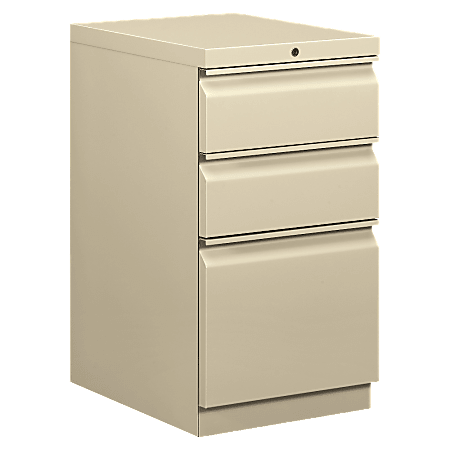basyx by HON® 20"D Vertical 3-Drawer File Cabinet, Metal, Putty