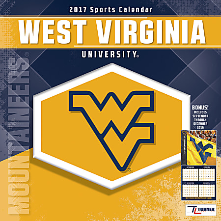 Turner Licensing® Team Wall Calendar, 12" x 12", West Virginia Mountaineers, January to December 2017