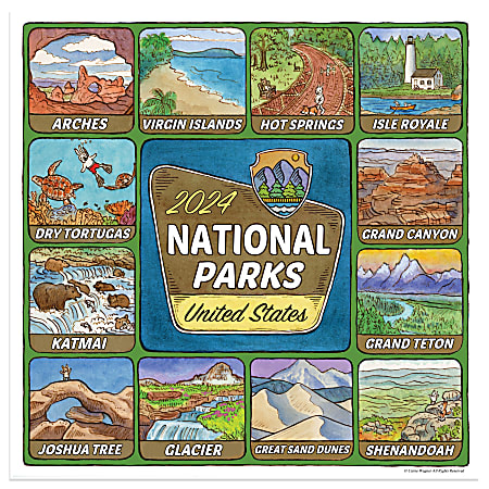 2024 TF Publishing Scenic 12-Month Monthly Mini Wall Calendar, 7” x 7”, National Parks, January To December