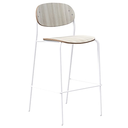 KFI Studios Tioga Laminate Barstool With Back, Ash/White