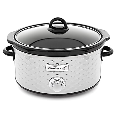 Brentwood Scallop Pattern 4.5-Quart Slow Cooker, 9-1/2” x 11”, Silver