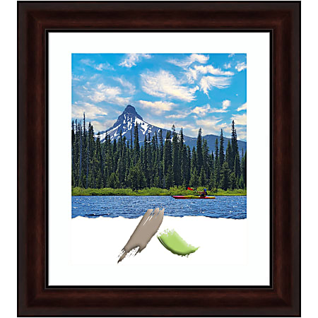 Amanti Art Rectangular Picture Frame, 25” x 29" With Mat, Coffee Bean Brown